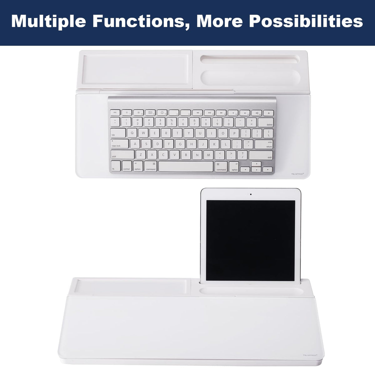 Small Glass Desktop Whiteboard Dry-Erase-Board - Computer Keyboard Stand with Ultrasonic Cleaners White Board Surface Pad with Drawer, Desk Organizers with Accessories