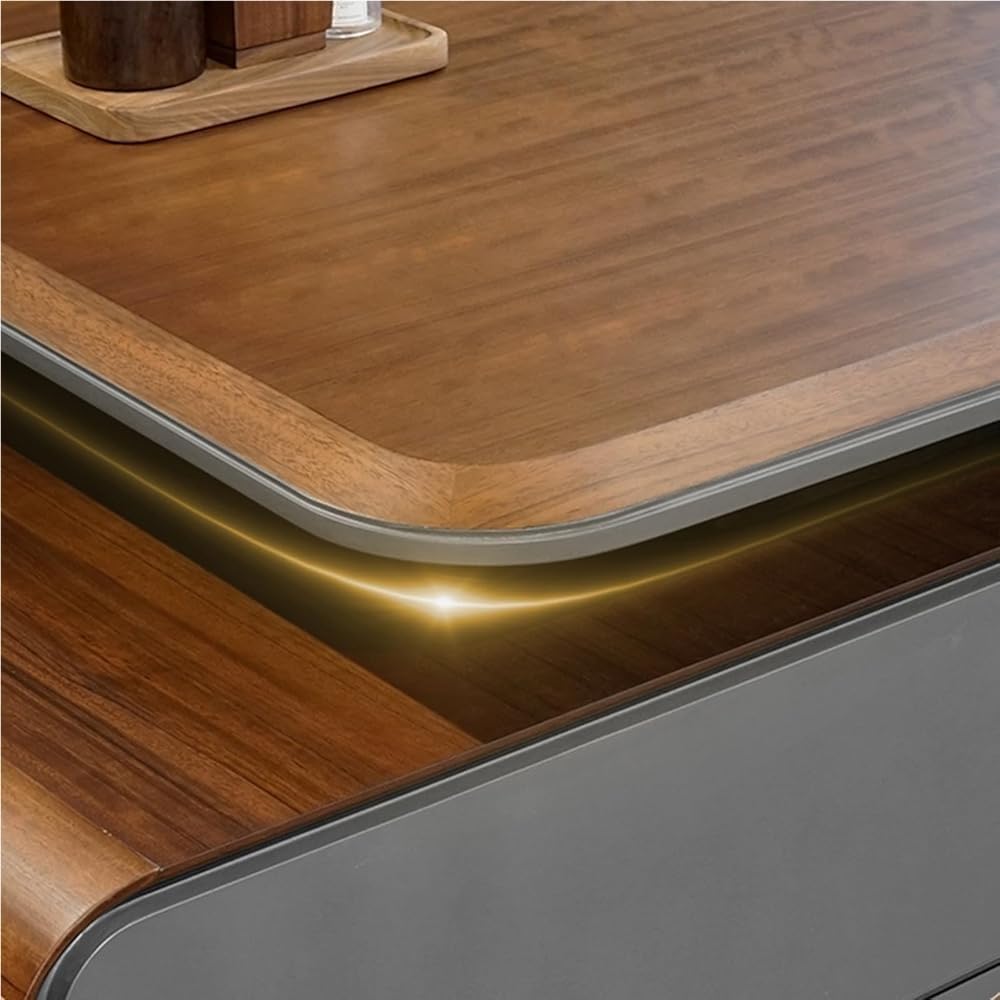 Modern L Shaped Executive Office Desk with Drawers Storage Cabinet Workstation Computer Desk Business Furniture for Home Office CEO Boss Manager