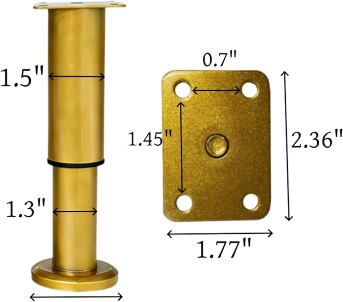 4PCS Adjustable 7.08-12.2 Inch Metal Furniture Legs Brass Furniture Replacement