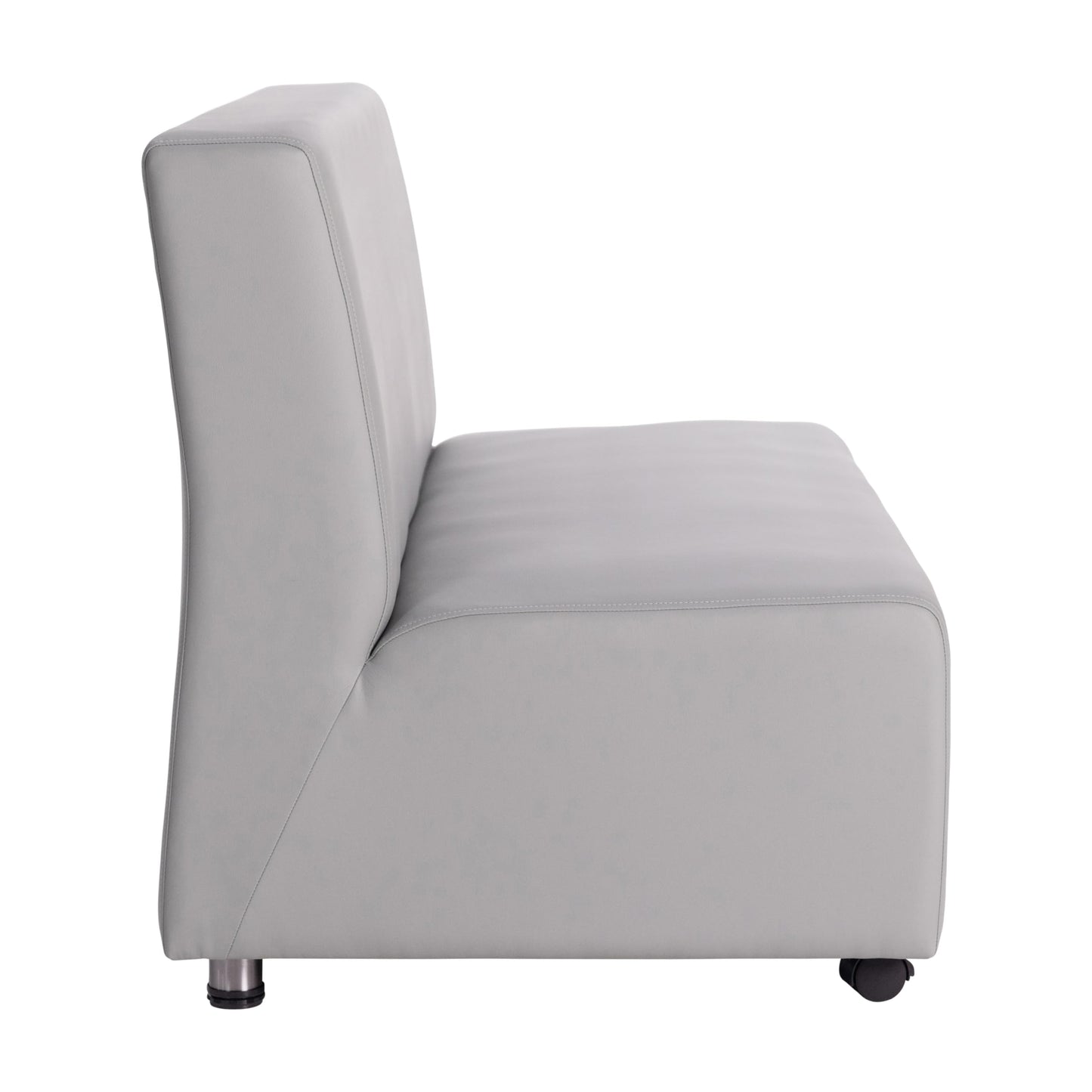 FDP Pro Series Upholstered Armless Mobile Sofa with Locking Casters for Portability Commercial Seating for Hotel Lobby, Office, Restaurant, Waiting Room, Home - Gray