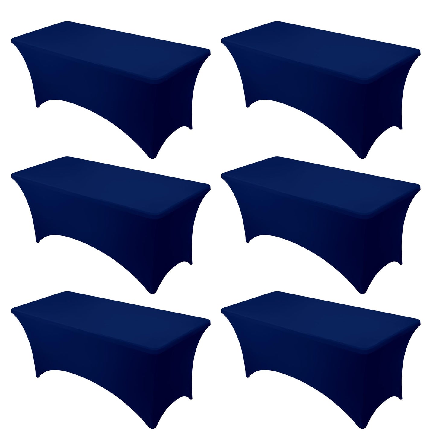 Dailyset 6-Pack Premium Navy Blue Spandex Tablecloths for 6ft Rectangle Tables, Stain & Wrinkle-Resistant, Washable Stretch Polyester Fitted Table Cover for Weddings, Banquets, Trade Shows Events