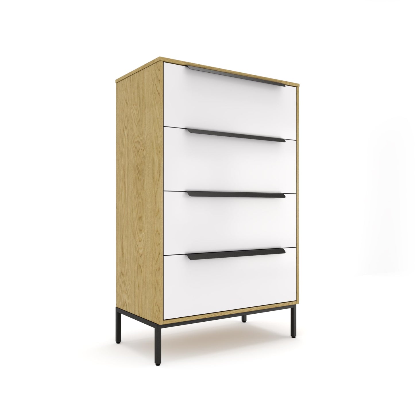 tinge Lira Premium 4 Drawer Fabric Dresser - Engineered Wood Frame Chest of Drawers for Bedroom - Strong & Sag-Proof Clothing Organizer with Sleek Metal Handles (Light Brown)