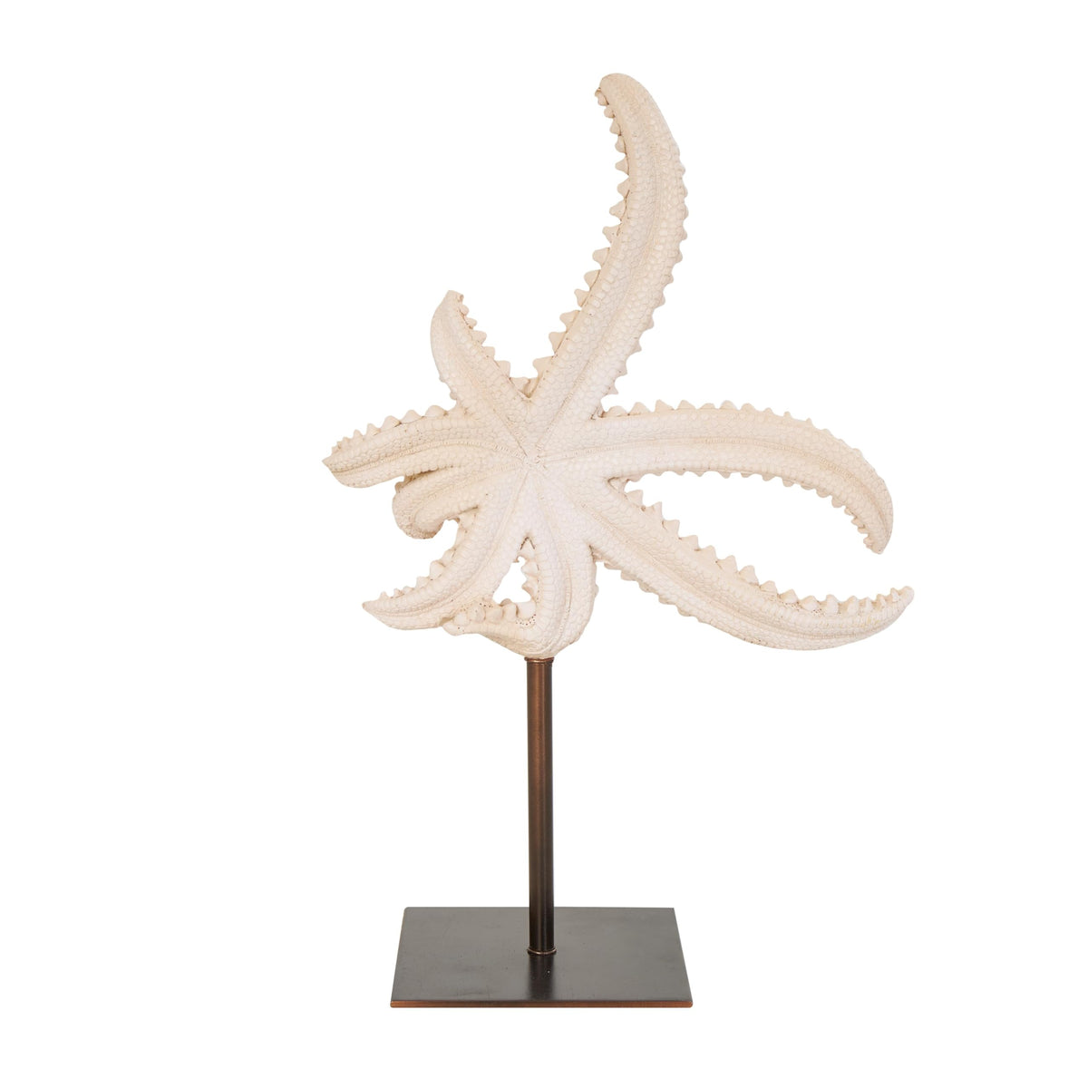 Deco 79 Polystone Starfish Decorative Sculpture Textured Home Decor Statue with Copper Stand, Accent Figurine 8" x 4" x 12", Pink