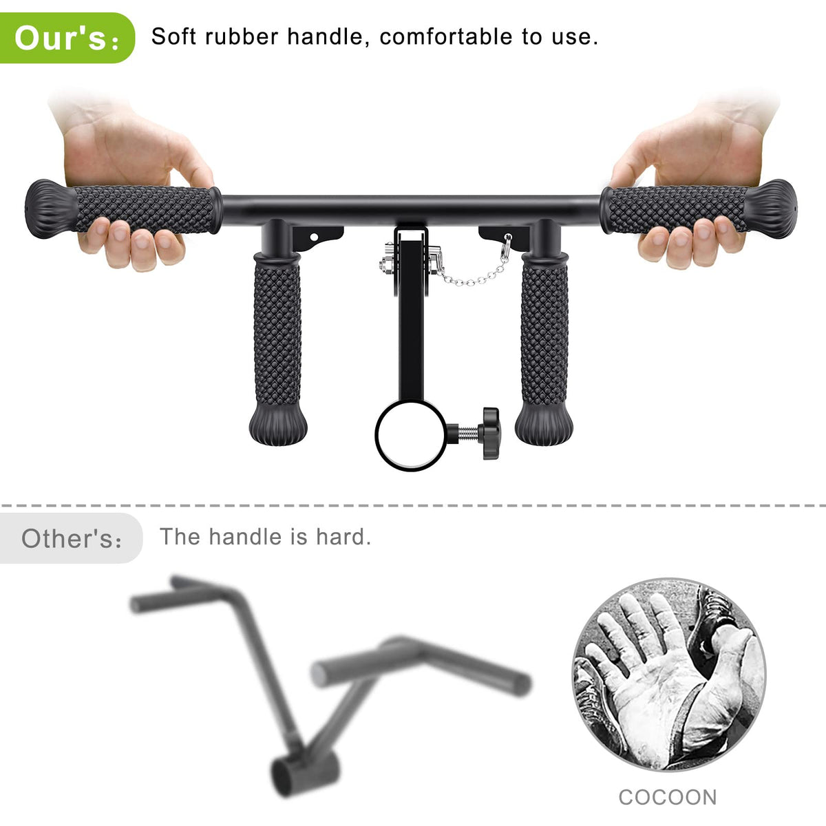 SELEWARE T Bar Row Attachment for 2" Olympic Barbell Bar, Solid Adjustable Multi-Grip Landmine Handle Attachment with Non-Slip Rubber Handle, Fits 2" Olympic Bars Strength Training Bars