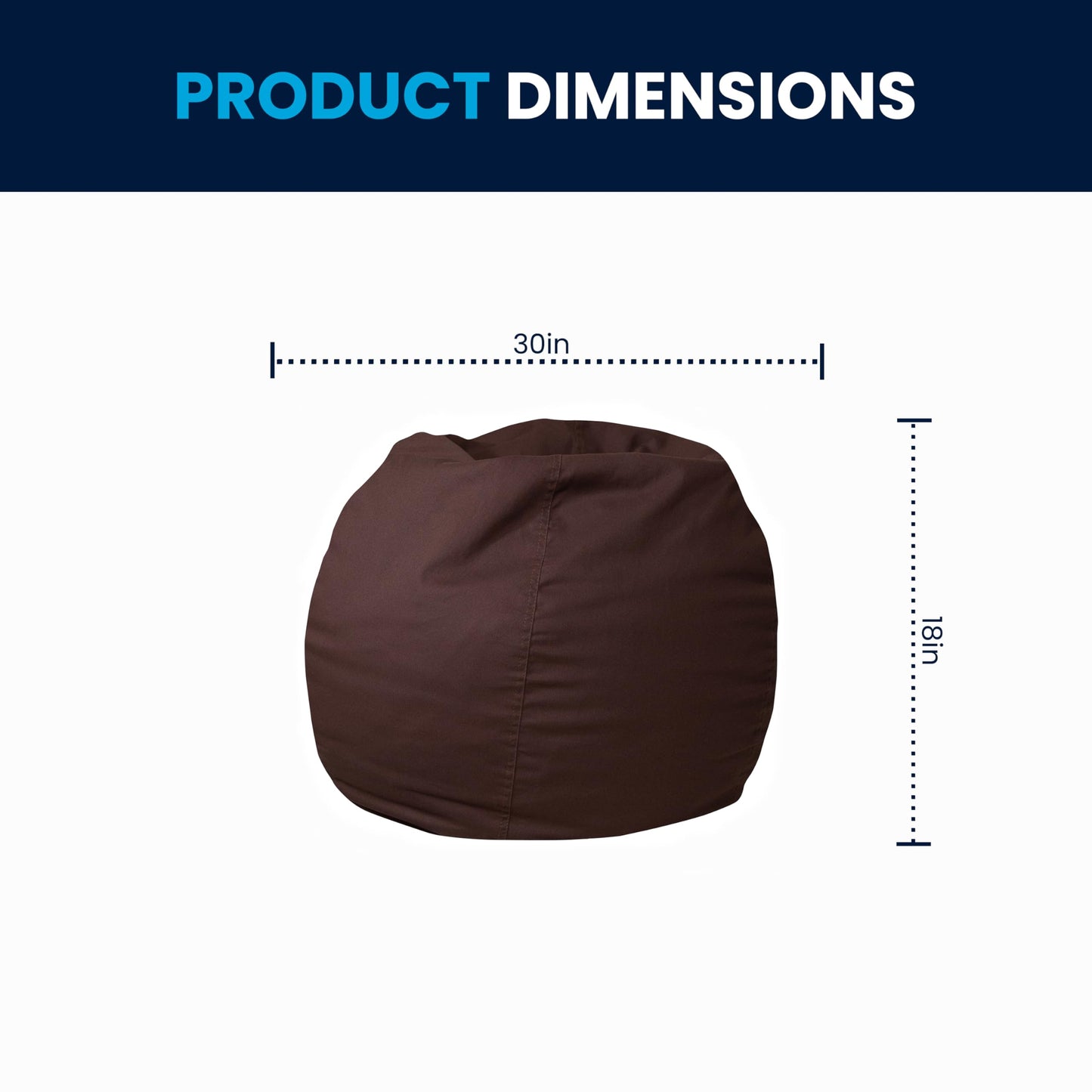 Flash Furniture Dillon Small Bean Bag Chair for Kids and Teens, Foam-Filled Beanbag Chair with Machine Washable Cover, Brown