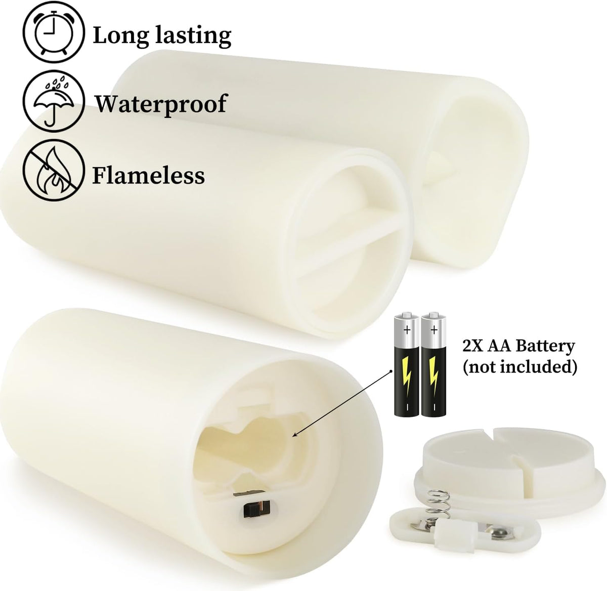 Enpornk Set of 24 Flameless Led Battery Opeated (D2.2'' x H4''5''6'') Waterproof Outdoor Indoor Candles with 10-Key Remotes and Cycling 24 Hours Timer