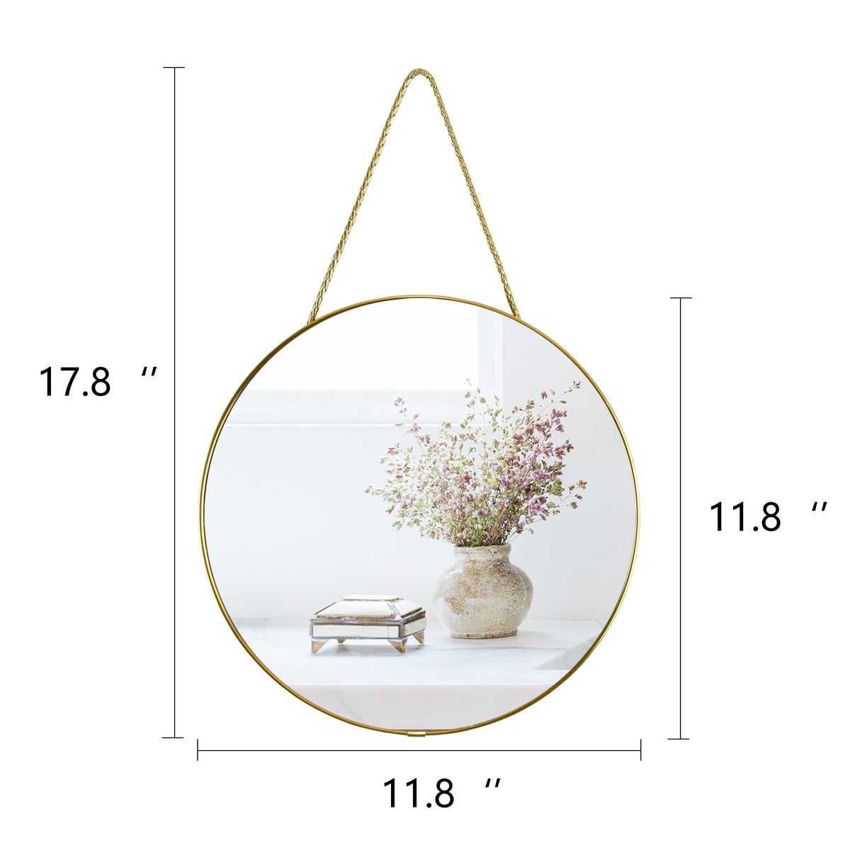 YCHMIR 11.8-inch Small Round Wall Mirror, Gold Bathroom Mirror