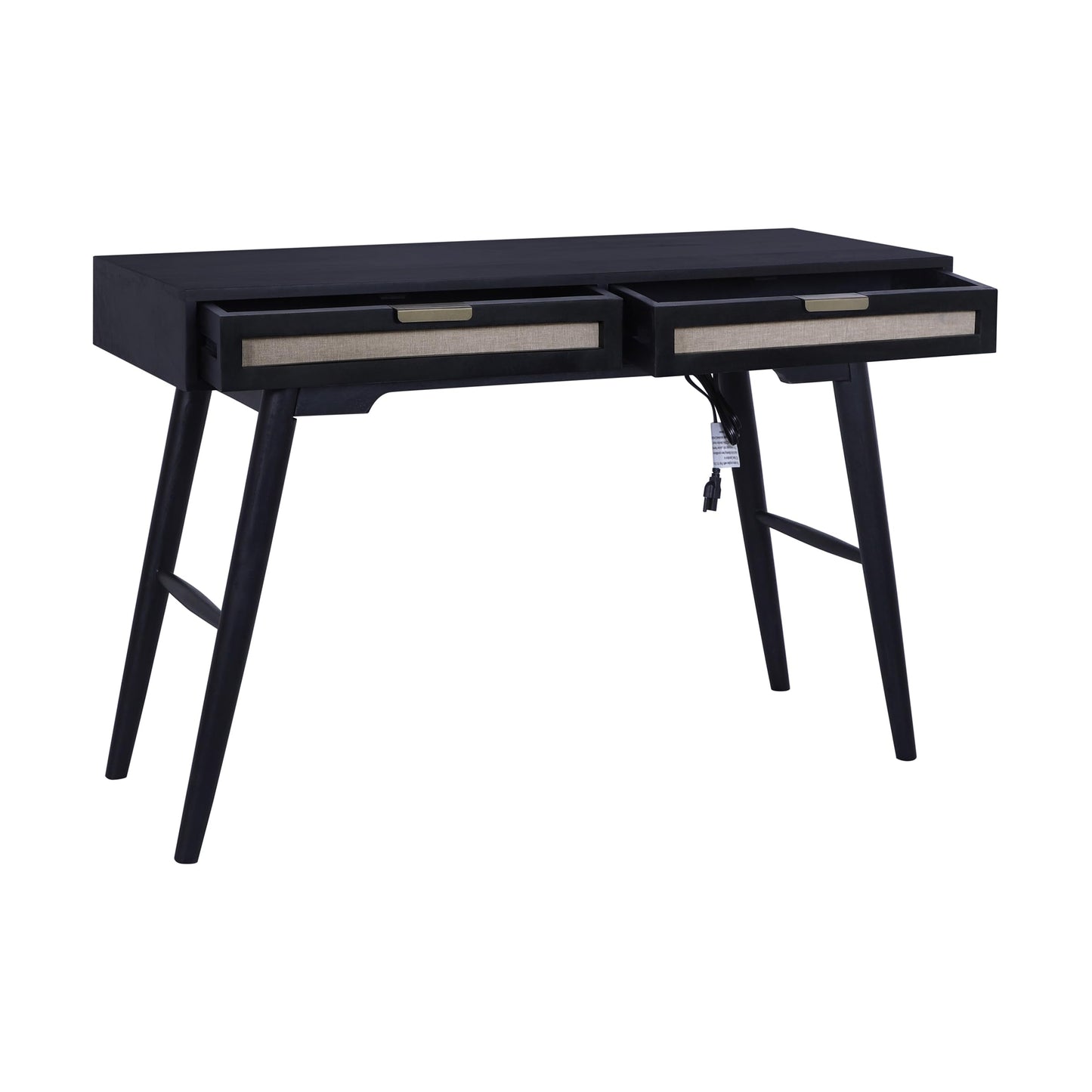 Casartis Living Mid-Century Modern Linen 2-Drawer Desk (Black)