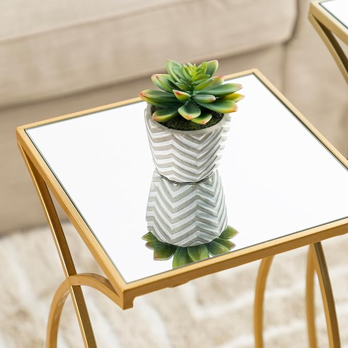 Glitzhome Nesting Side Tables, Coffee Tables Decorative Accent Tables
