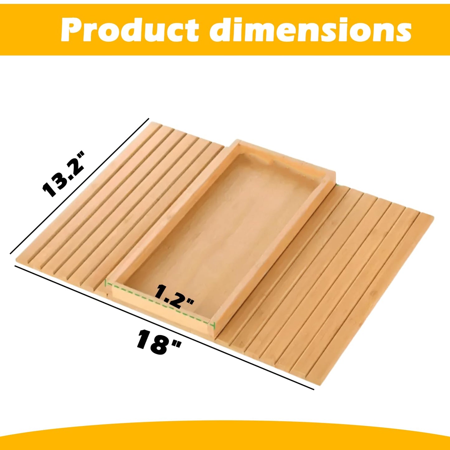 Four Flowers Foldable Bamboo Couch Arm Tray with Detachable Couch Cup Holder– Sofa Armrest Table for Remote, Snacks, Phone – Portable Armrest Caddy Tray for Sofa, Recliner, or Armchair