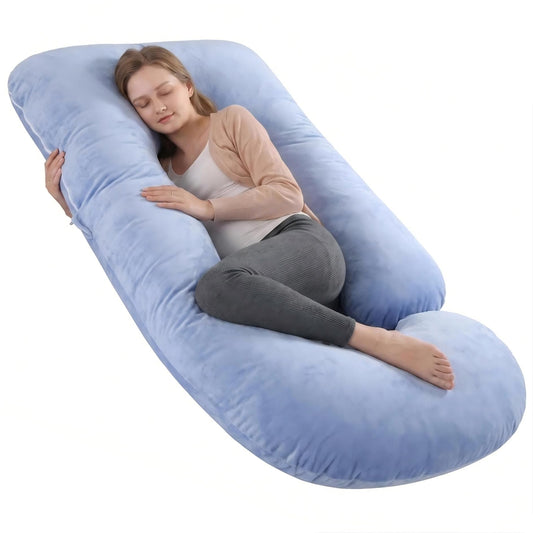 EZMOM Pregnancy Pillow for Sleeping, Soft 57“ Full Body Maternity Pillow, U Shaped with Removable Washable Cover, Support for Back, Belly, Leg, Hip, Neck & Shoulder, Purple
