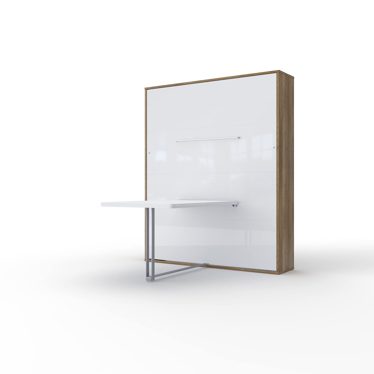 Contempo Vertical Murphy Bed with Desk, European Full XL Size Murphy Bed with Mattress 55.1 x 78.7 inch