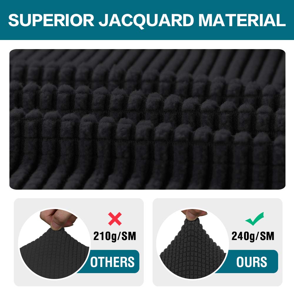 Turquoize Stretch Armrest Covers for Chairs and Sofas Couch Arm Covers for Sofa Spandex Jacquard Armrest Cover Anti-Slip Furniture Protector Washable Armchair Slipcovers for Recliner Set of 2, Black