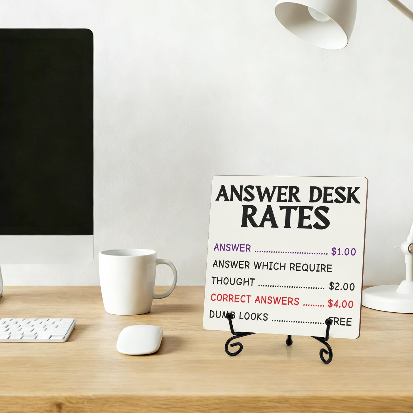 Office Decor Desk Sign Funny Office Cubicle Decor Office Gag Gifts for Coworker Teammate Boss Employee Appreciation Rustic Wood Plaque With Stand Gift for Principal Teacher Secretary