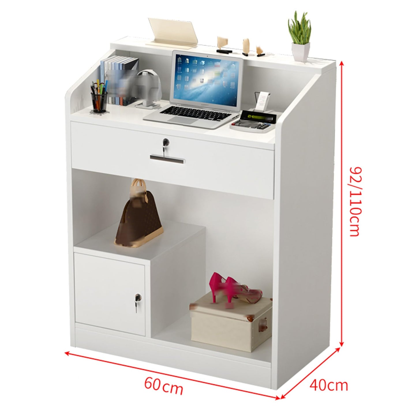 Free-Standing Acrylic Metal Podium Stand,Lecture Pulpit,Lectern Podium Stand, Modern Receptionist Desk for Home Office Salon Lobby Reception Checkout Counter with Computer Workstations Retai