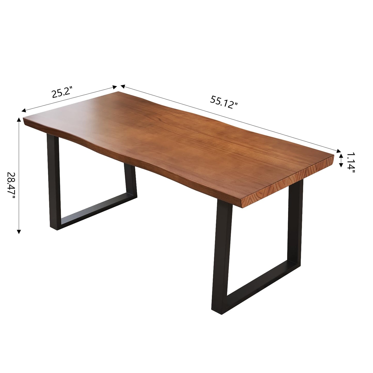 wangbochuan Solid Wood Administrative Computer Desk - Rustic Style Large Office Desk, Modern Minimalist Workstation for Home, Ideal for Learning, Writing, and Professional Use (Dark Yellow, 55.12in)