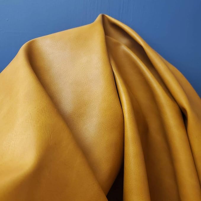 Caramel Light Tan Soft Faux Vegan PU Leather Sheet Fabric by The Yard Synthetic
