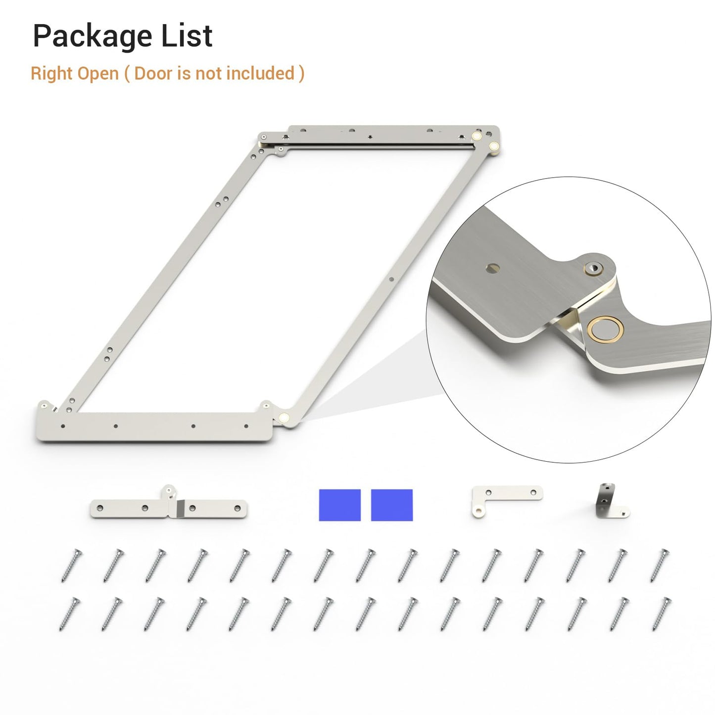 CCJH 180 Degree Bifold Barn Door Hardware Kit Hidden for Right Open Folding Closet Doors, Doorframe Mounting Invisible Sliding Folding Bracket for Opening Width 30"
