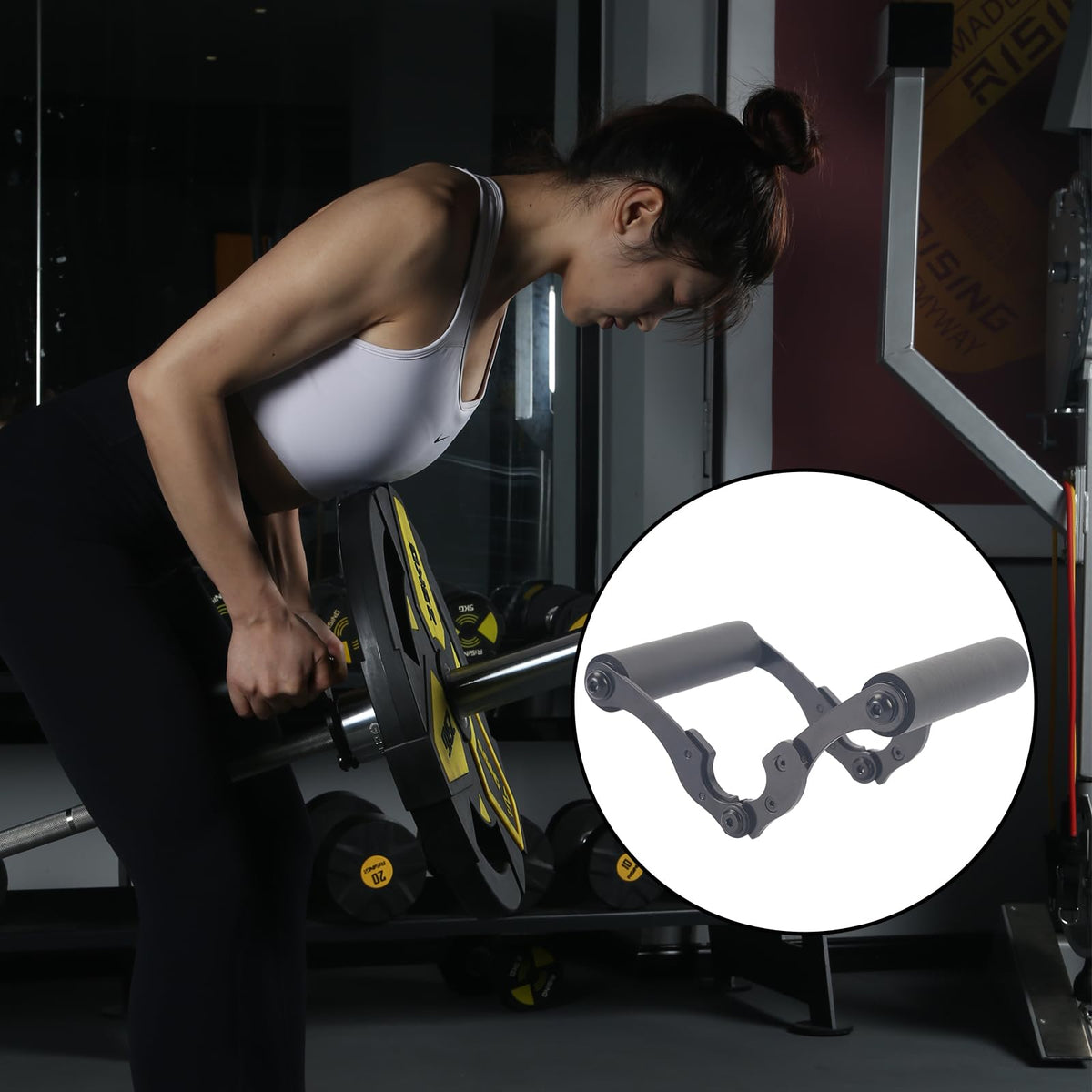 KYLINFIT V Bar Row Landmine Handle Attachment for Barbell Bars，Solid Mine Double D Row Handle Grips with Non-Slip Rubber Grips, T-Row Attachment for Olympic Strength Training Bars