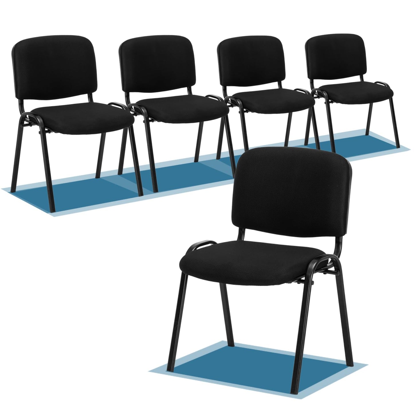 VINGLI Waiting Room Chairs - 5-Pack Black Mesh Church & Conference Room Chairs, Armless Stackable Office Guest & Reception Chairs for Meeting Room & Office Lobby