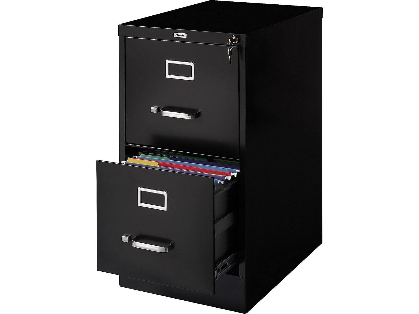 STAPLES 2-Drawer Vertical File Cabinet, Letter Size Documents, Lockable, 22" D x 15" W x 28.38" H, Black