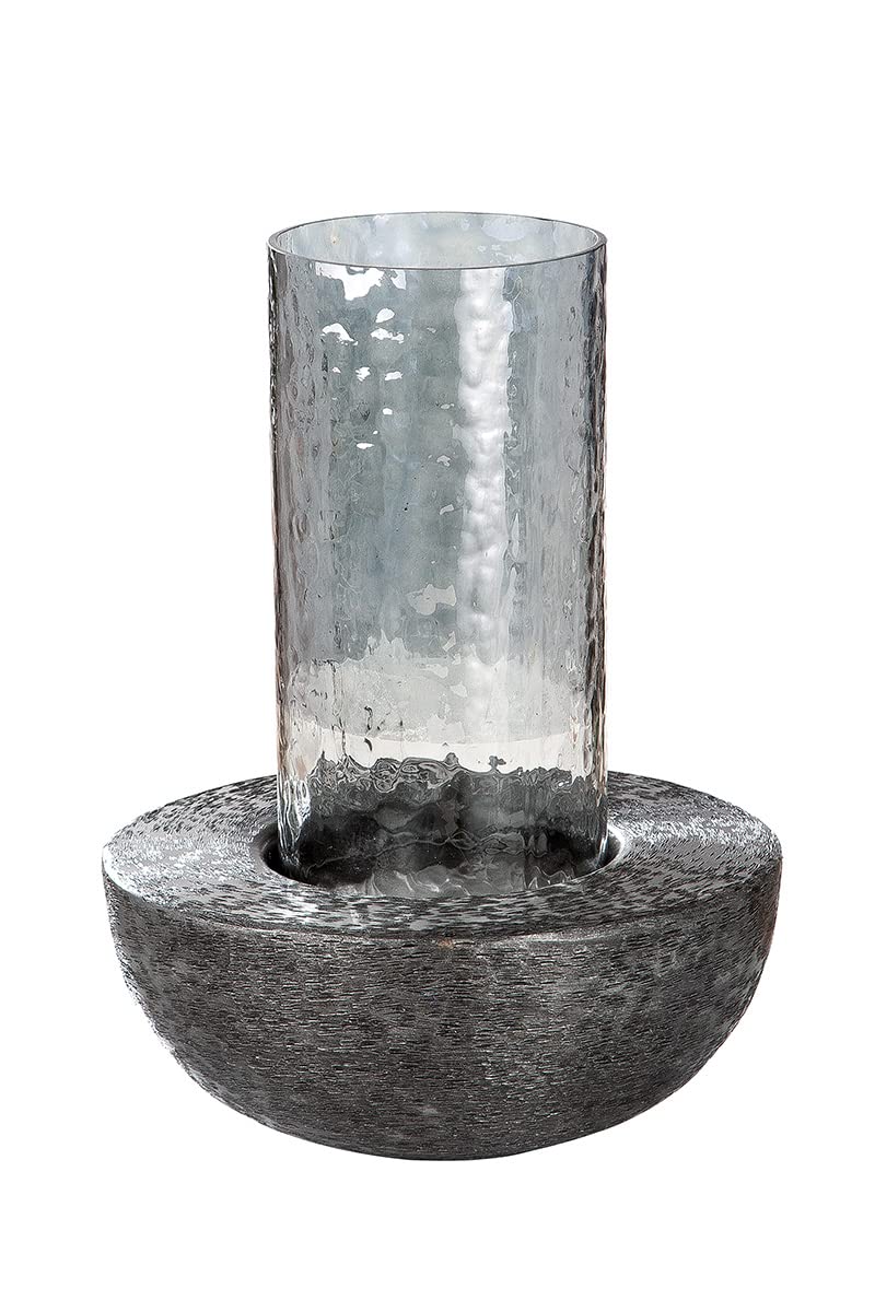 GILDE Lantern, Aluminium, Grey, Black, Height 30 cm