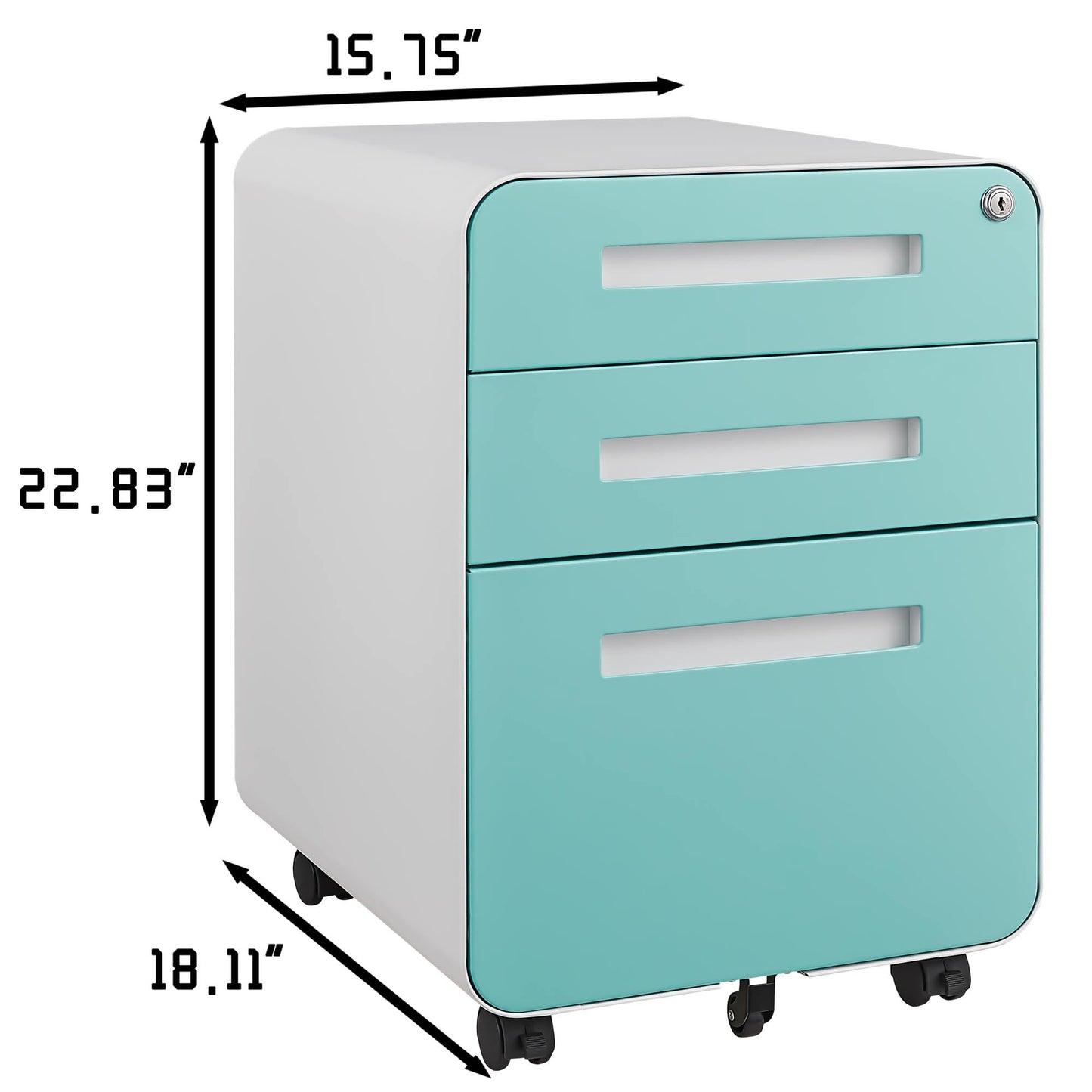 GarveeHome 3 Drawer Mobile File Cabinet with Lock, Under Desk Metal Filing Cabinet for Home Office, Under Desk Storage with 5 Wheels for A4/Letter/Legal Size, Fully Assembled