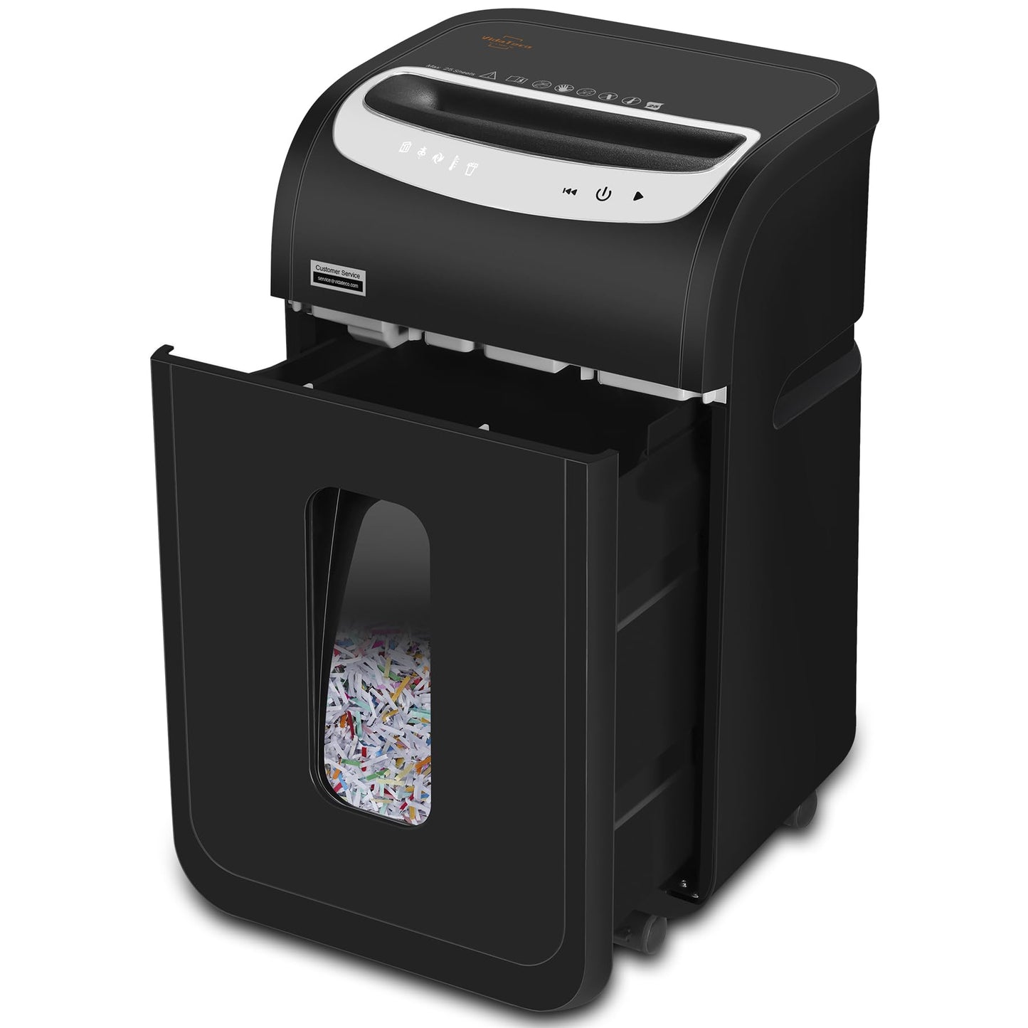 VidaTeco 25-Sheet Heavy Duty Paper Shredder for Office, 40-Minute Continuous Run P-4 Cross Cut Commercial Grade Shredder, Auto-Reverse Anti-Jam, Shreds Staple/CD/Credit/Card, 7.9-Gallon Basket, ETL