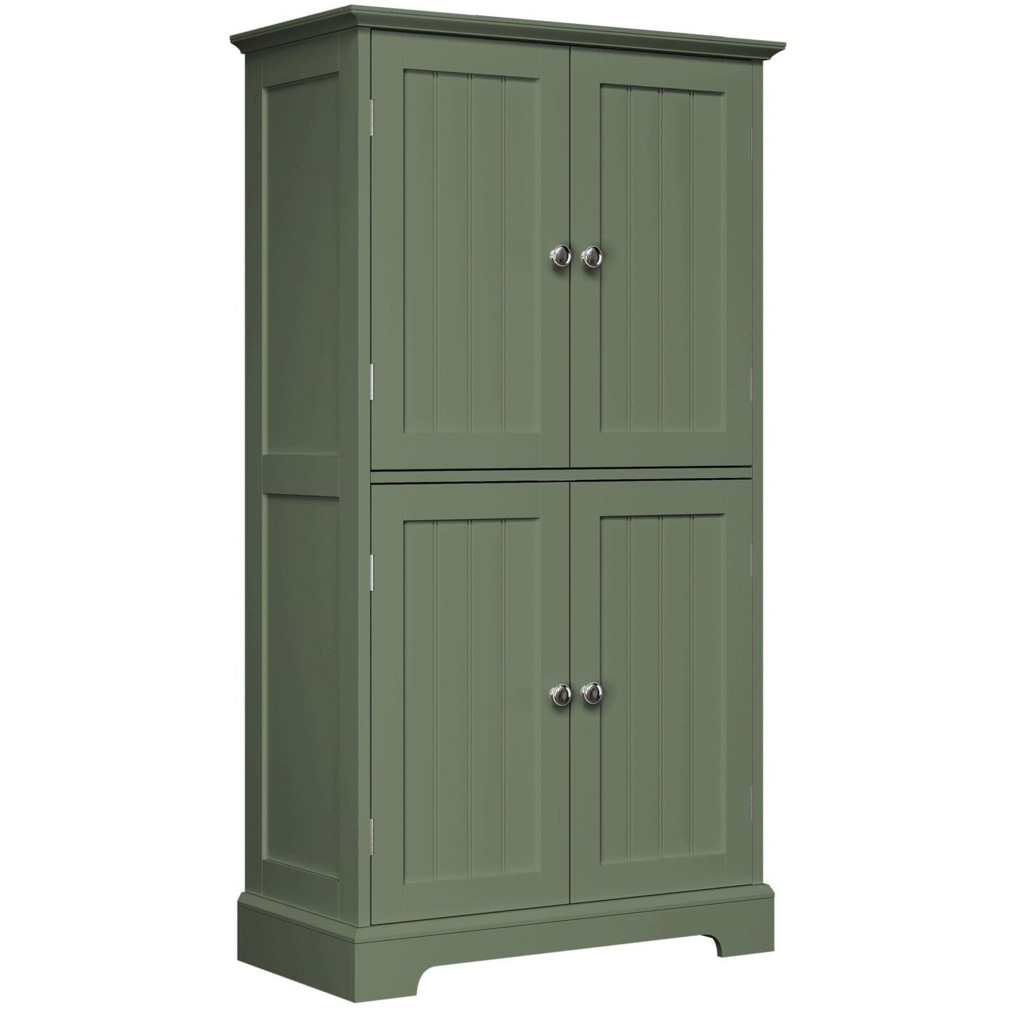 ChooChoo Bathroom Floor Cabinet, Modern Bathroom Storage Cabinet with 4 Doors and Adjustable Shelves, Freestanding Cupboard for Living Room, Green
