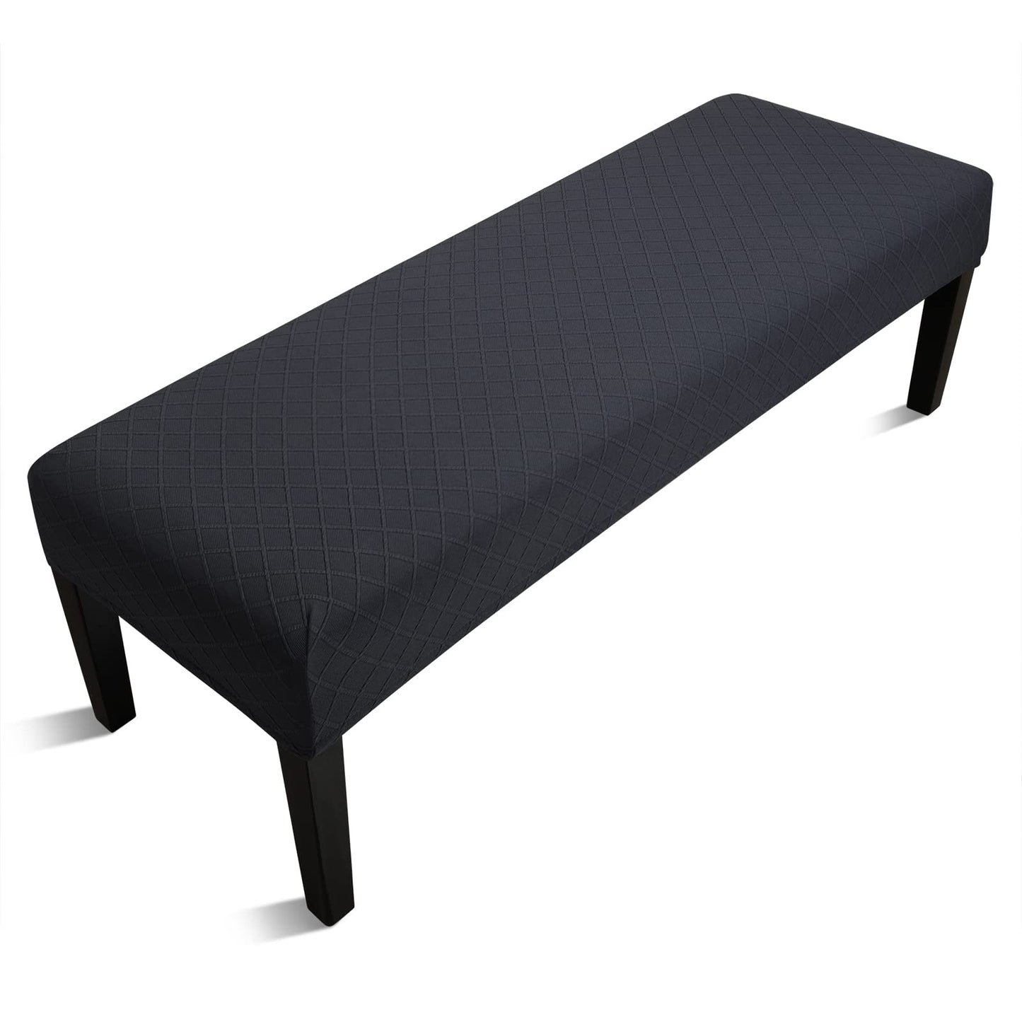 Fuloon Stretch Jacquard Dining Bench Cover - Anti-Dust Removable Bench Slipcover Washable Seat Cushion Protector for Bedroom, Kitchen, Hotel, Banquet (Black)