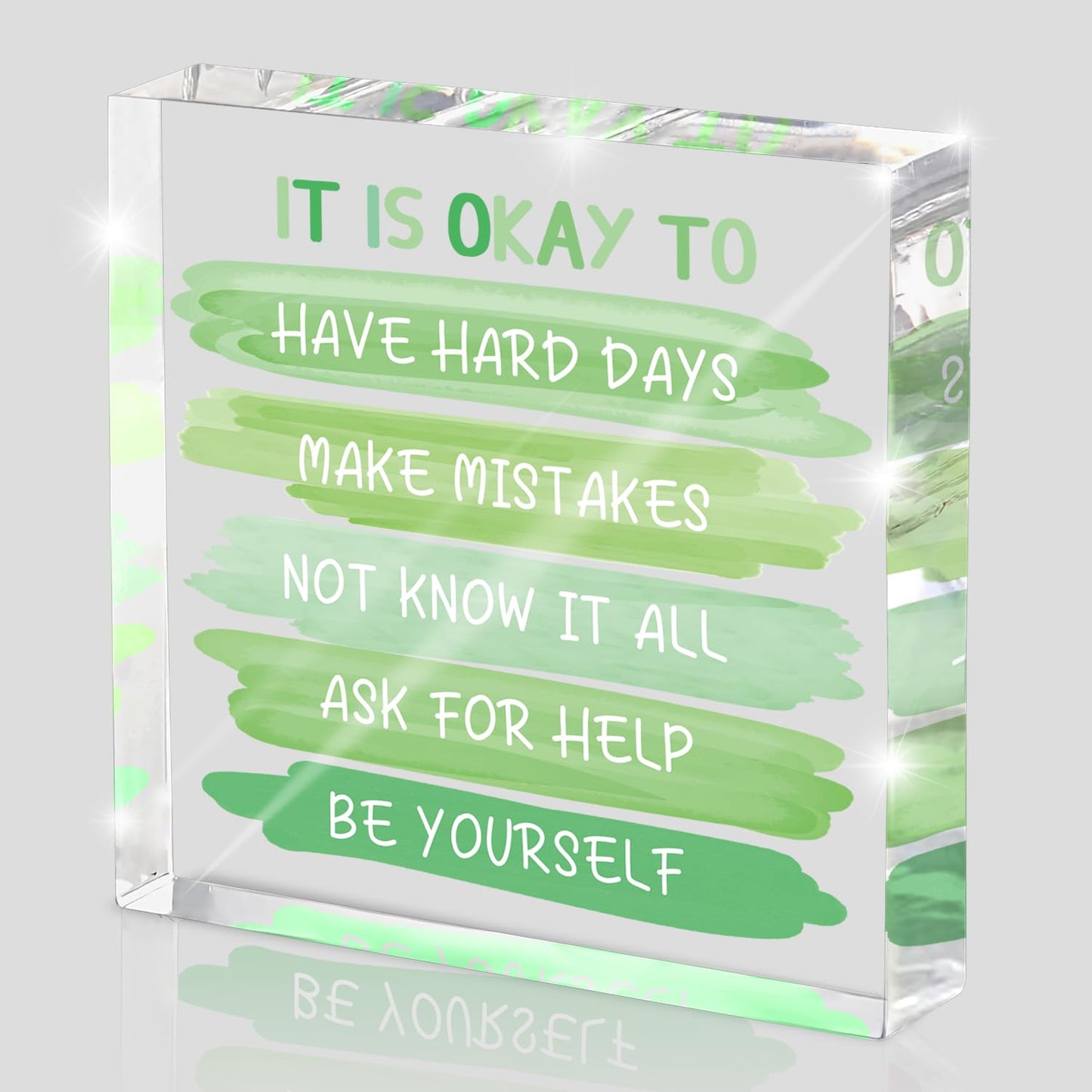 Mental Health Office Decor - Green 4 Inch Acrylic Tabletop Sign, Inspirational Desk Accessories for Workplace Wellness, Motivational Quote for Therapy Office & Home Desk