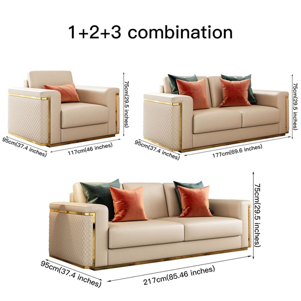 YWMLFZ Living Room 3 Seat Lounge Sofa Mid-Century Modular Furniture First Floor Upholstered Leather