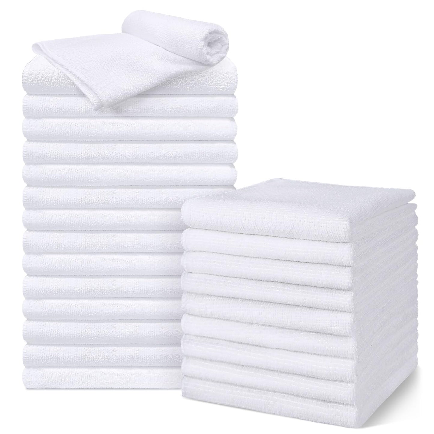 UNIMADE Salon Towels 24 Pack, Super Soft Microfiber Hand Towel, Highly Absorbent Hair-Drying Cloth for Gym, Bath, Spa Use and Home Beauty Care - White (16x29 inch)
