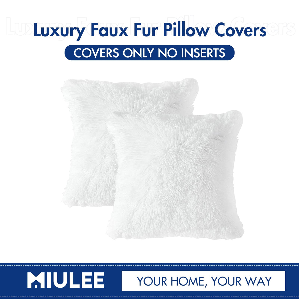 MIULEE Pack of Decoration 2 Luxury Faux Fur Throw Pillow Covers Deluxe Spring Cute Decorative Plush Pillow Case Cushion Cover Shell for Sofa Bedroom Car 20x20 Inch White