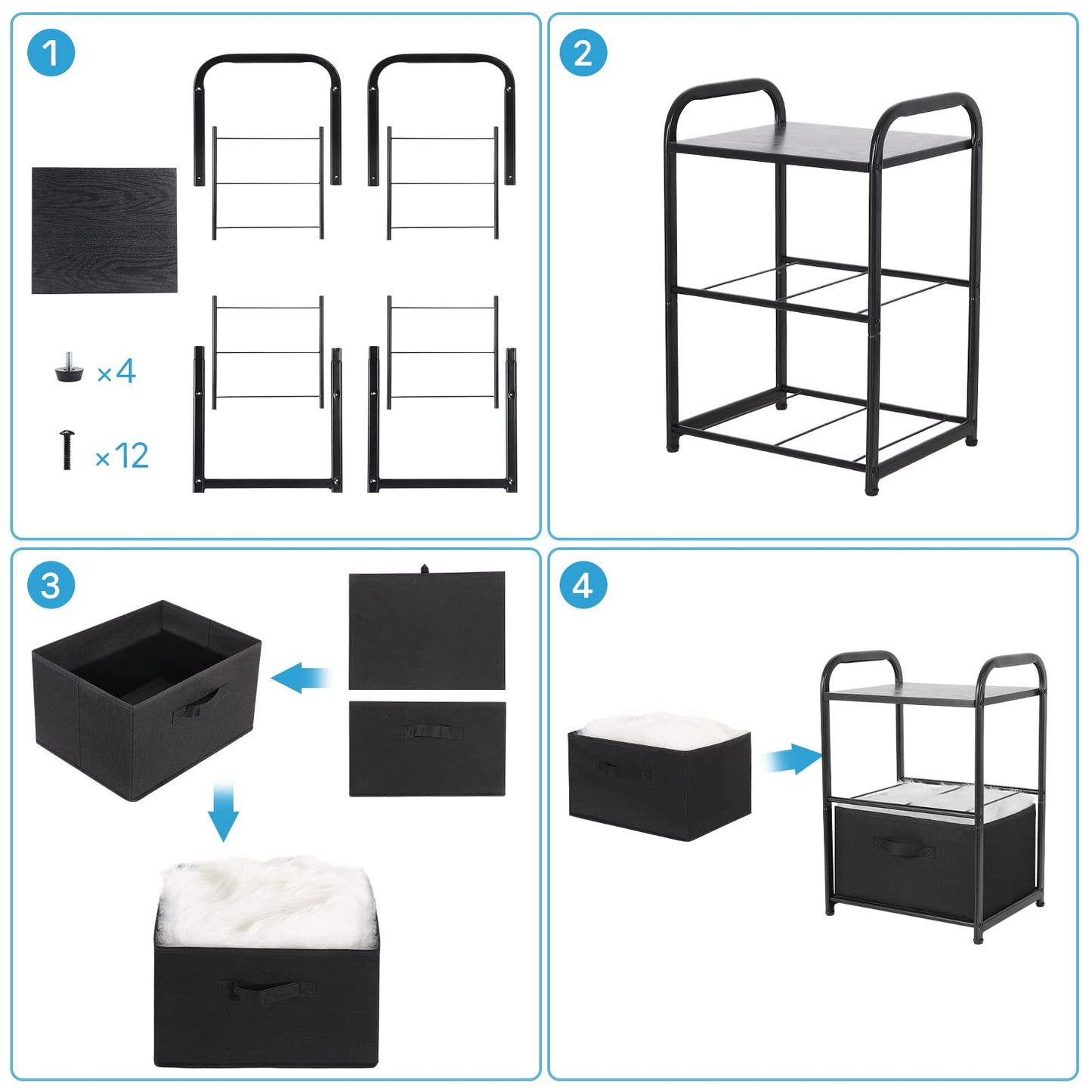 MAX Houser Dresser for Bedroom with 2 Drawers, Wide Chest of Drawers, Fabric Dresser, Storage Organizer Unit with Fabric Bins for Closet, Living Room, Hallway, Nursery,Black