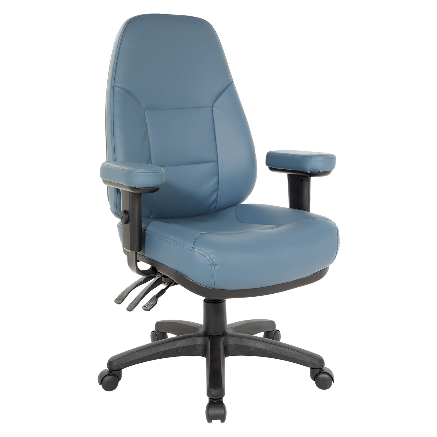 Office Star EC Series Professional Executive Ergonomic High Back Office Chair with Dual Function Control, Padded Contour Seat and Adjustable Padded Arms, Dillon Blue