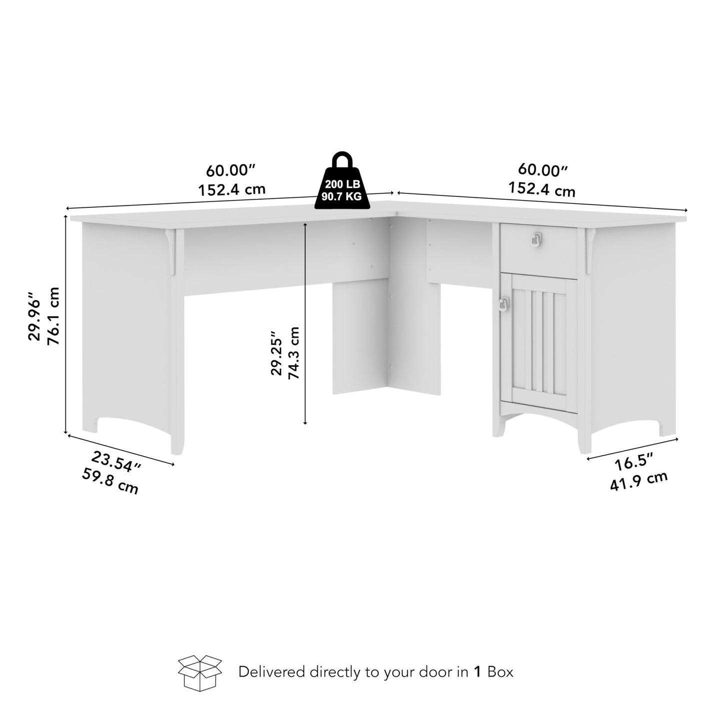 Bush Home L Shaped Desk with Storage for Home Office, Modern Farmhouse Corner Table with Drawers and Cabinets, Salinas Collection, Reclaimed Pine