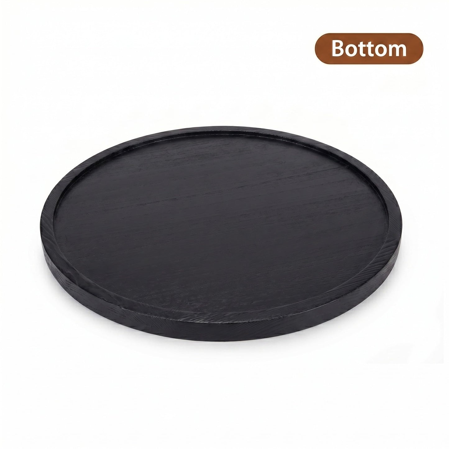 Round Ottoman Tray Large Wood Serving Tray for Table Living Room Bedroom, 20 Inches Black