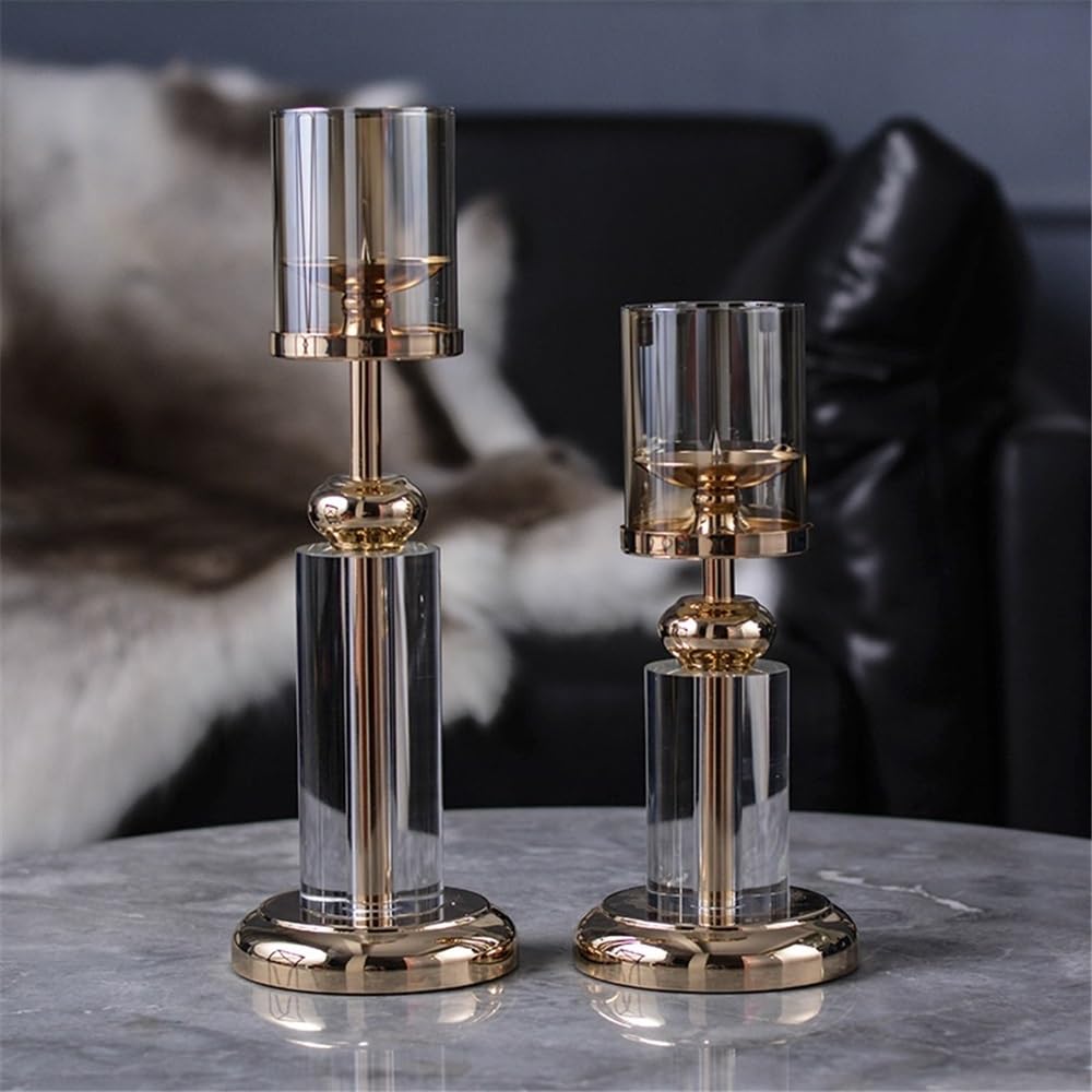 YUHUAWF Candle Holderss Light Luxury Crystal Glass Candlestick Living Room Porch Decoration Home Dining Table Candle Holder Decorative Candlestick(Large)