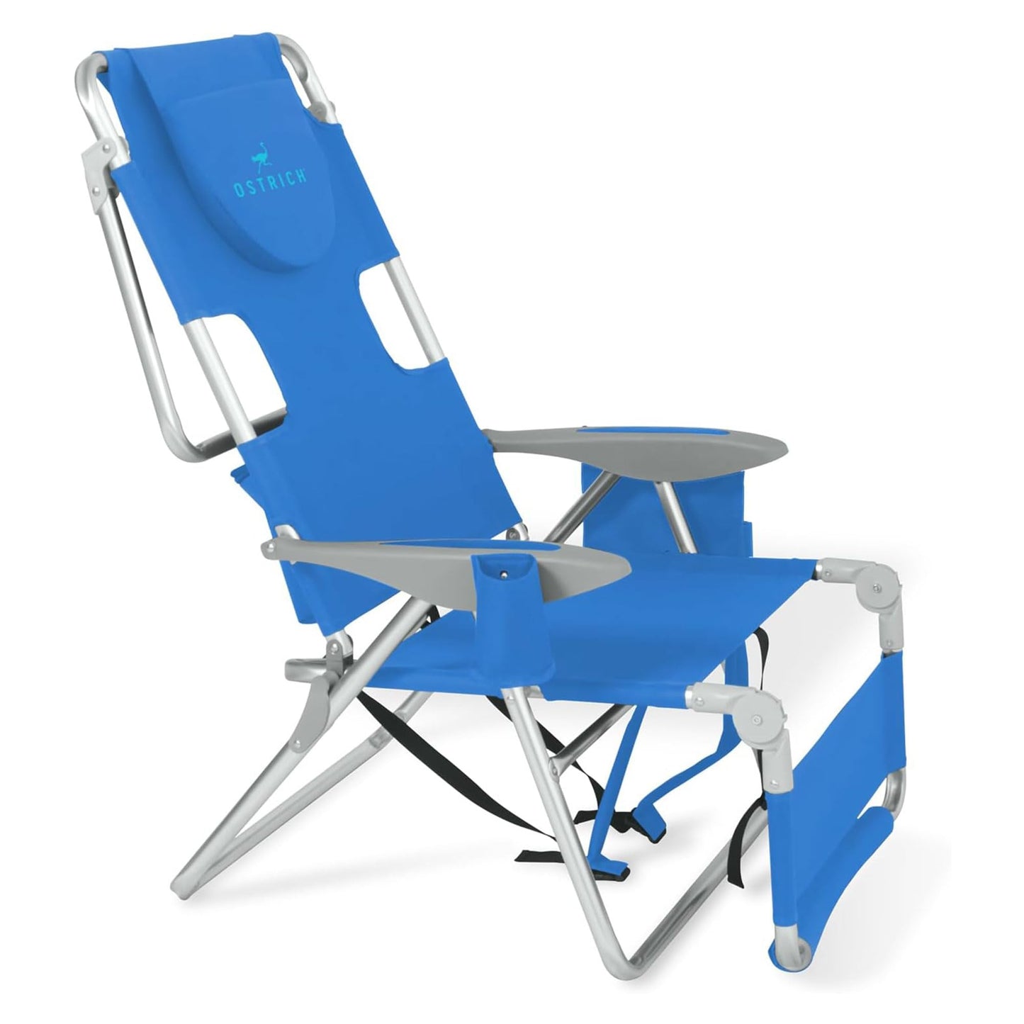 Ostrich the Backpack 3N1 Portable Chair with Cooler Bag and Reclining Lounger for Tanning, Camping, Beach, and Outdoor Essential, Blue