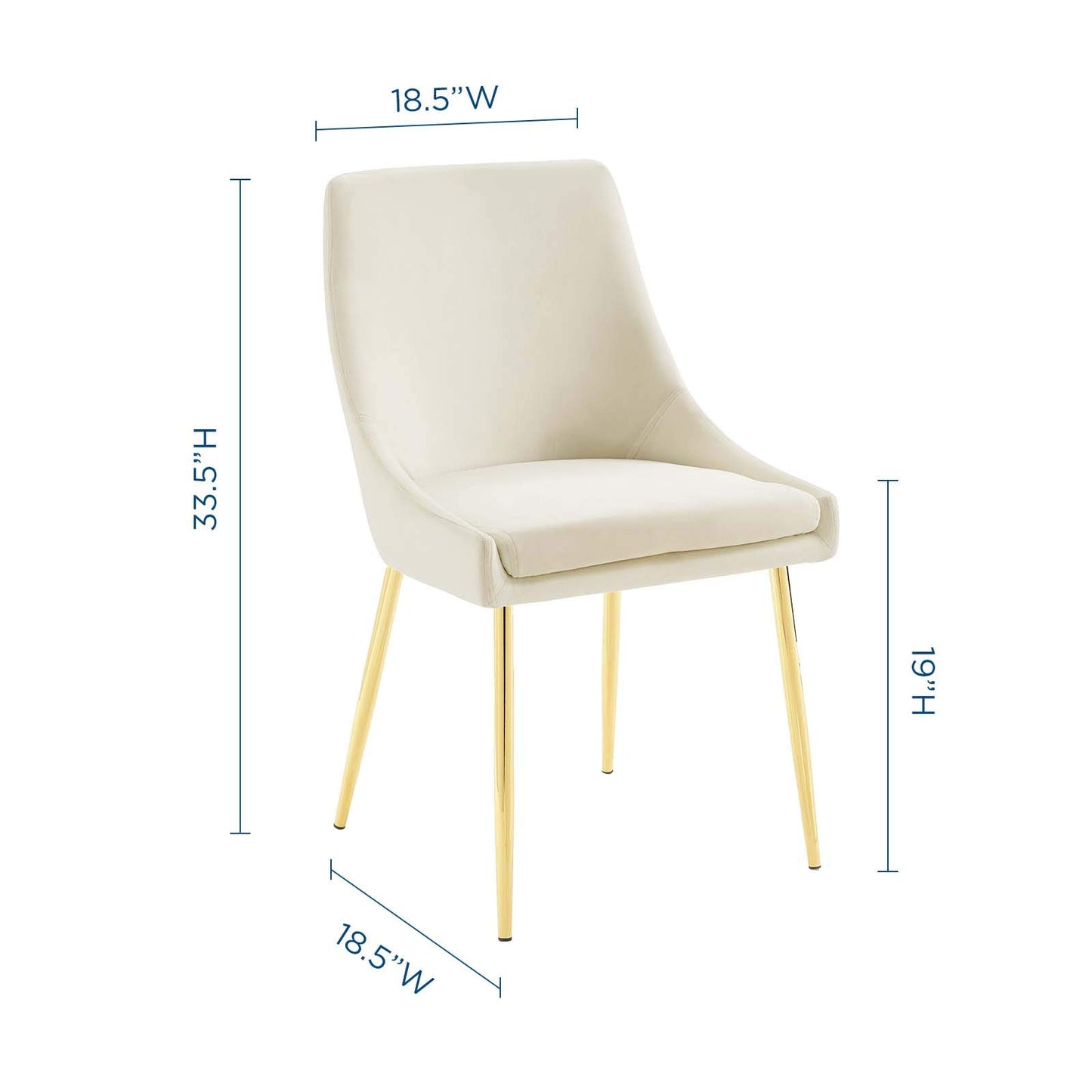 Modway Viscount Performance Velvet Dining Chairs - Set of 2, Gold Ivory