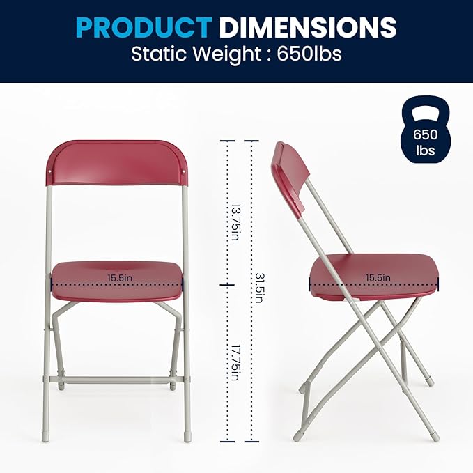 Hercules Series Plastic Folding Chair Red