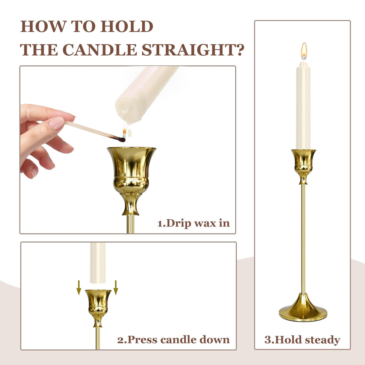 Showin Candlestick Holders Silver, 6 Packs Taper Candle Holder for Candlesticks, Candle Sticks Holder Decor for Home Decor