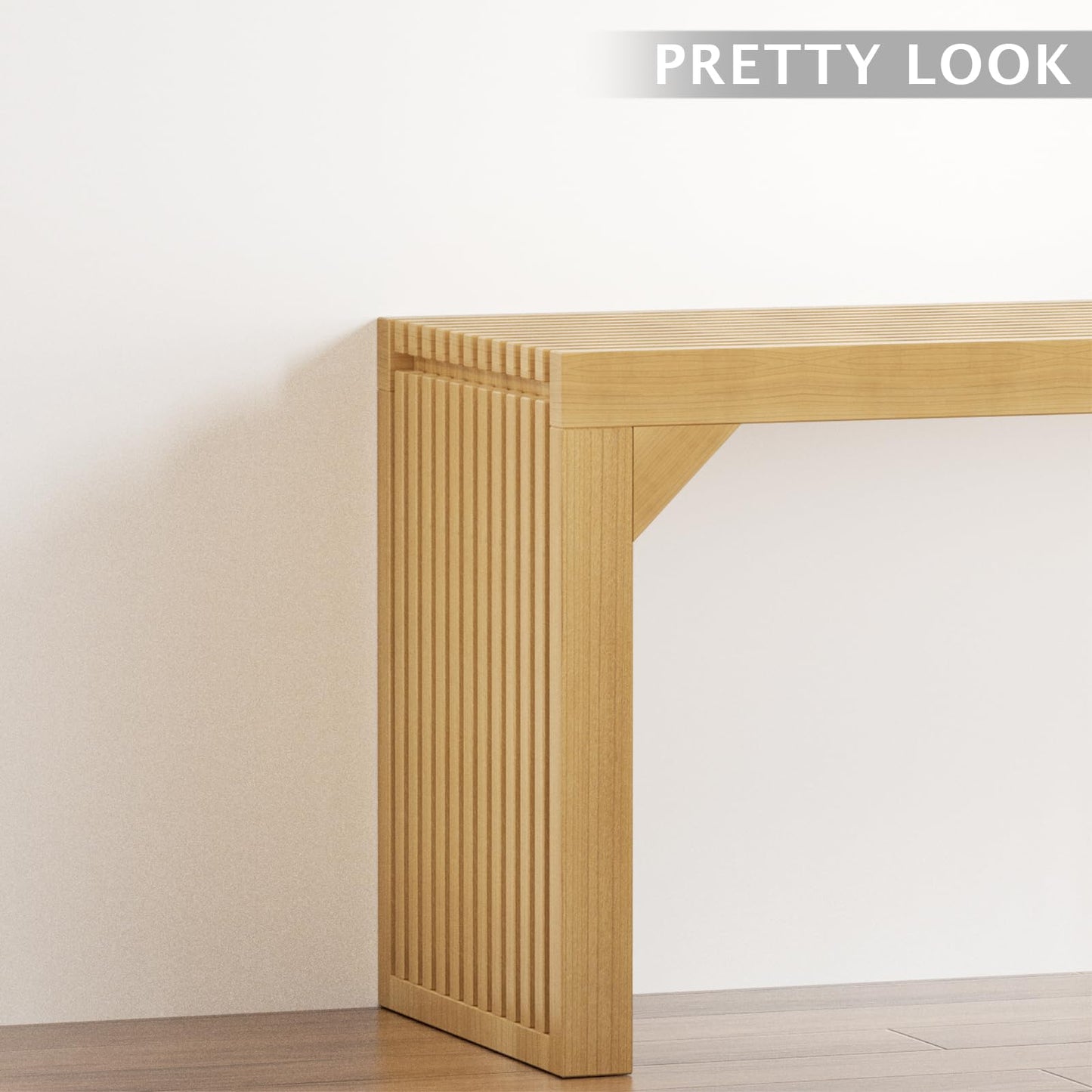 MODCART 35" Solid Wood Bench, Nature Entryway Bench with Storage for Entryway, Living Room, Kitchen