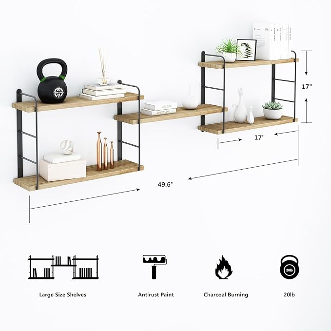 MXCSE Wall Shelves, Wall Mounted Floating Bookshelves, DIY Wood Hanging Shelves