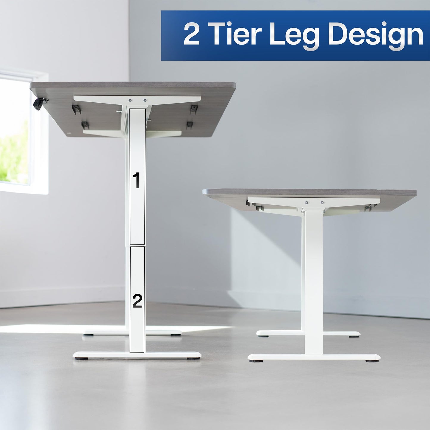 VIVO Electric 71 x 36 inch Standing Desk, Dual Motor Memory Controller Height Adjustment, E2B Series, Dark Gray Top White Frame, DESK-KIT-E2W7G-36