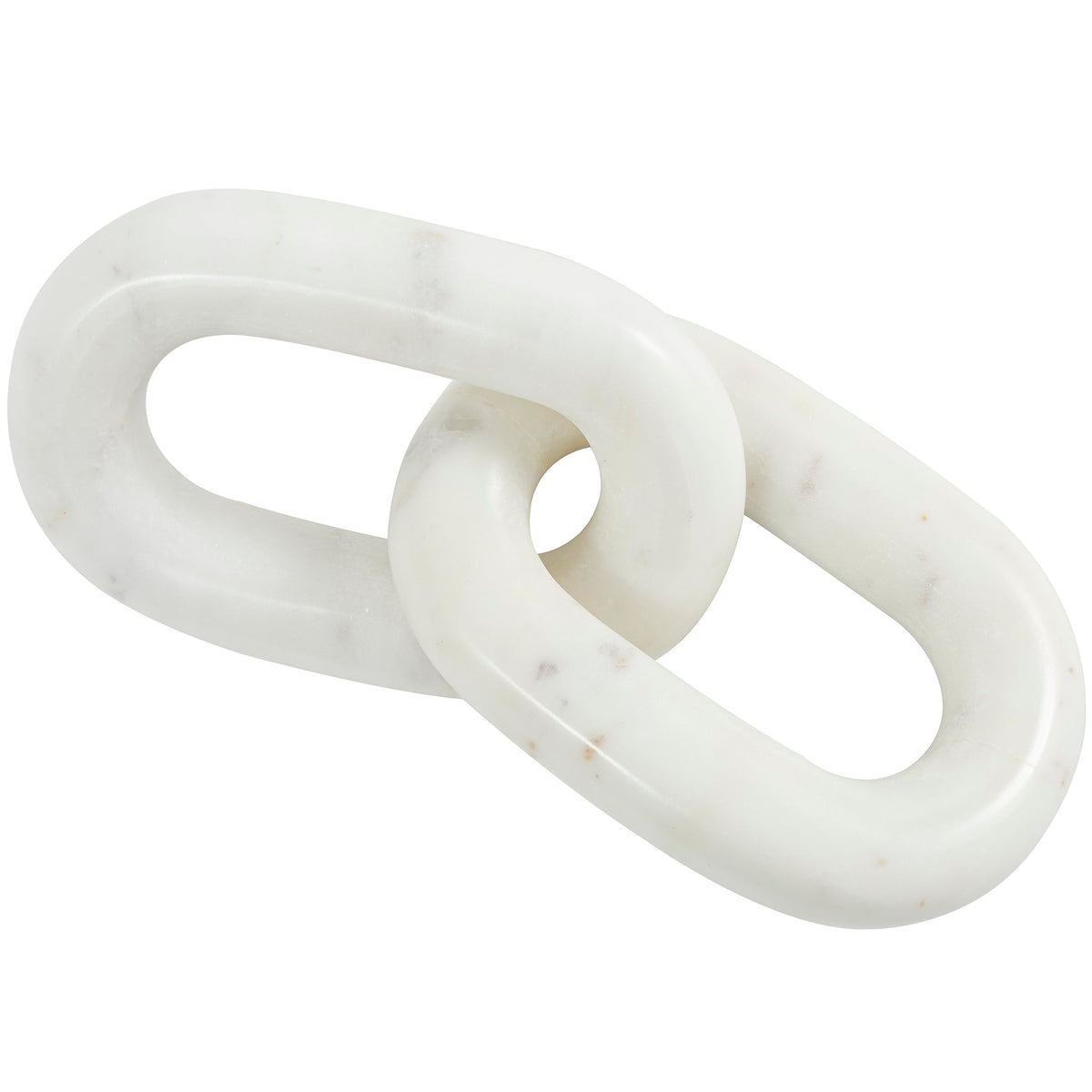 Deco 79 Marble Chain Handmade Decorative Sculpture Geometric 2 Link Home Decor Statue, Accent Figurine 9" x 4" x 2", White