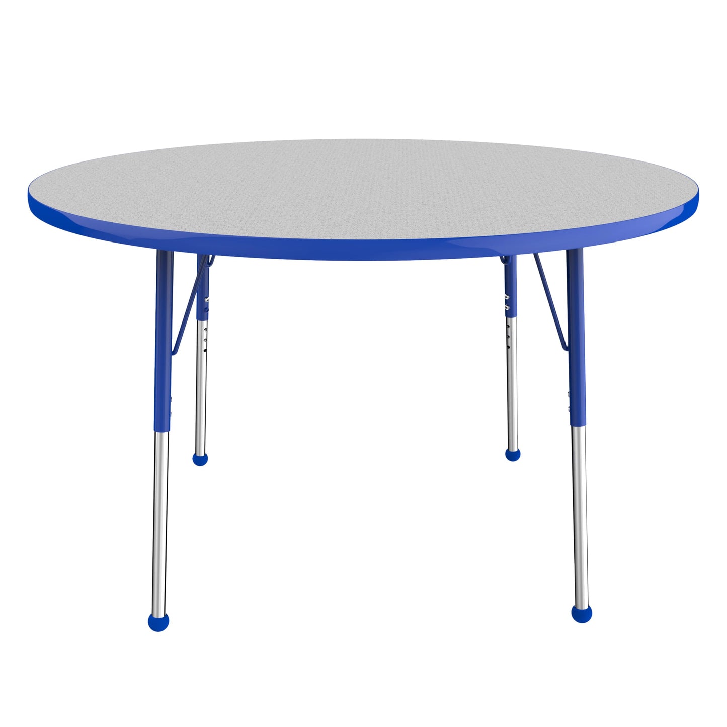 Factory Direct Partners FDP 48" Round Thermofused Classroom Activity Table with Standard Ball Glide Legs, Adjustable Height 19"-30" - Gray/Blue, 10138-GYBL