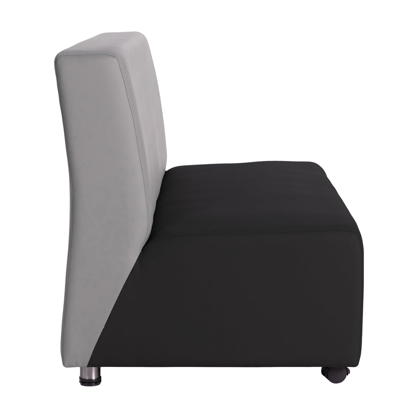 FDP Pro Series Upholstered Armless Mobile Sofa with Locking Casters for Portability Commercial Seating for Hotel Lobby, Office, Restaurant, Waiting Room, Home - Black/Gray