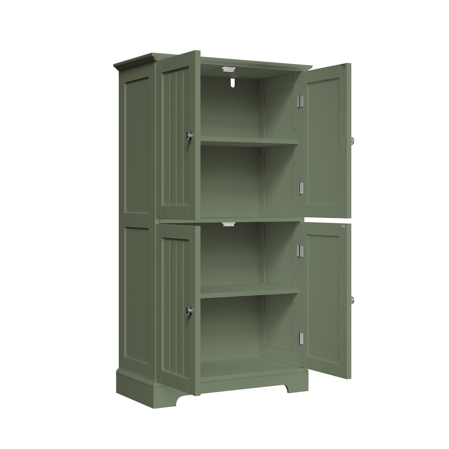 ChooChoo Bathroom Floor Cabinet, Modern Bathroom Storage Cabinet with 4 Doors and Adjustable Shelves, Freestanding Cupboard for Living Room, Green